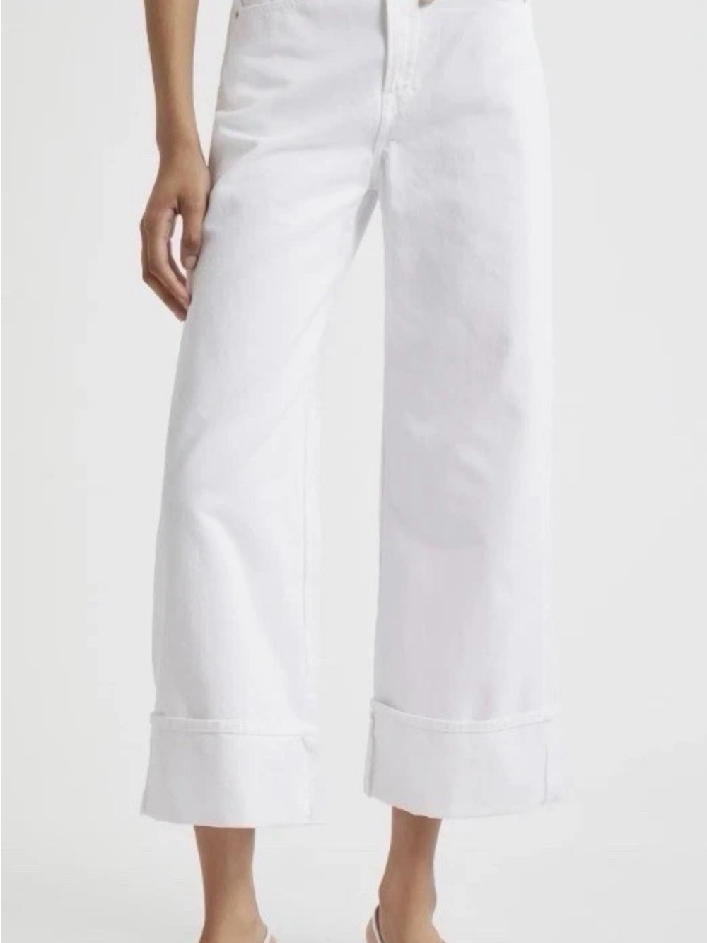 VERONICA BEARD TAYLOR CUFFED CROPPED WIDE LEG JEANS WHITE SZ 28